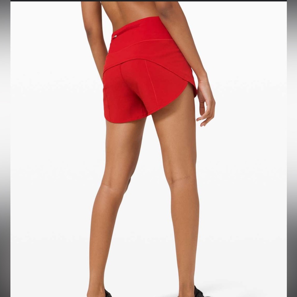 Lululemon red speed up shorts HR